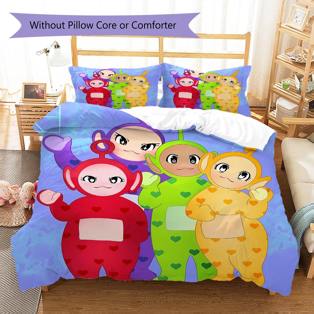Set Copripiumino Trapuntato con Fantasia Teletubbies Federa Decorazione per la Casa Regalo (1 * copripiumino + 2 * federa, senza nucleo)
