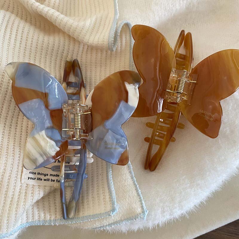 Vintage Acetat Schmetterling Haarklammer für Damen Mode Groß Marmorstruktur Schmetterling Haarklammer Krabbe Haarschmuck