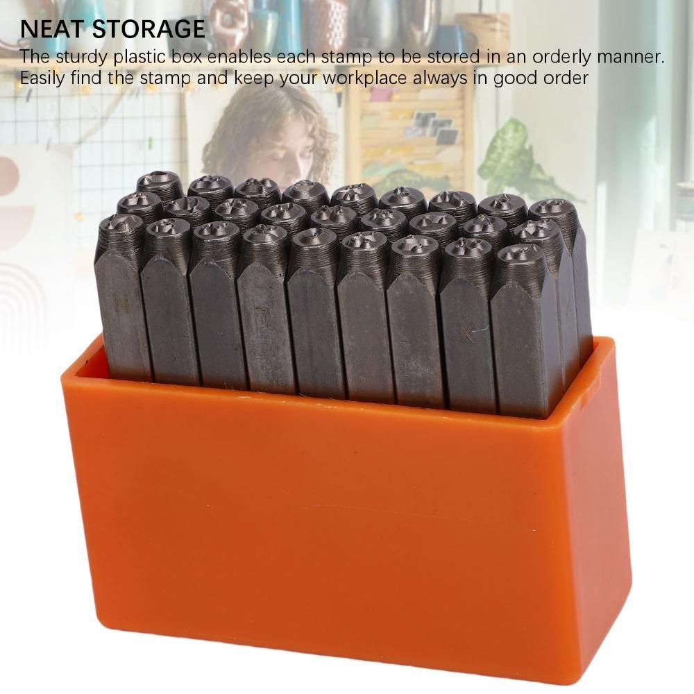 27pcs Carbon Steel Cursive Font Stamp Durable Forged Metal Stamping Tools Letter Stamp Set  Crafts