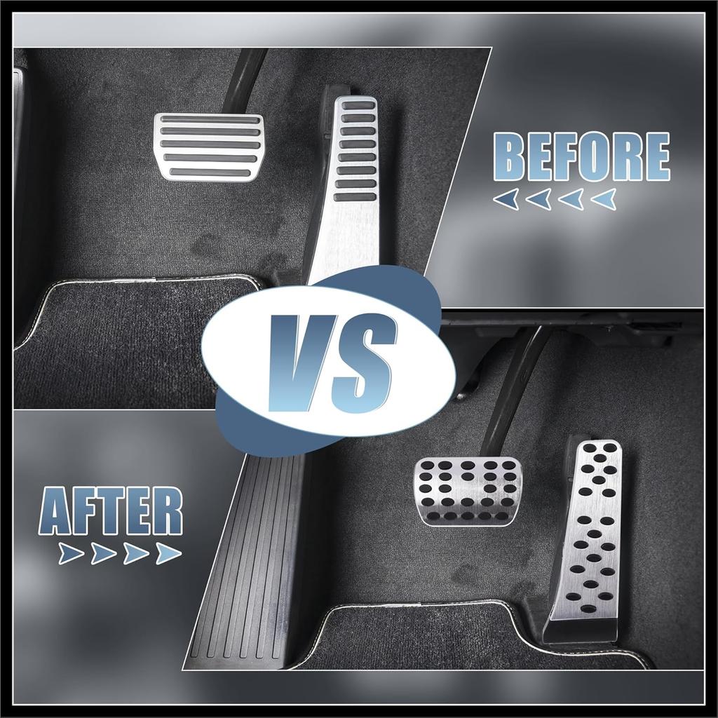 2pcs Aluminium Alloy Gas Accelerator Pedal Covers Brake Foot Pedal Pads for Mercedes-Benz C E S GLC GLE GLS CLS Class W205 W213 X253 W167 Silver Tone