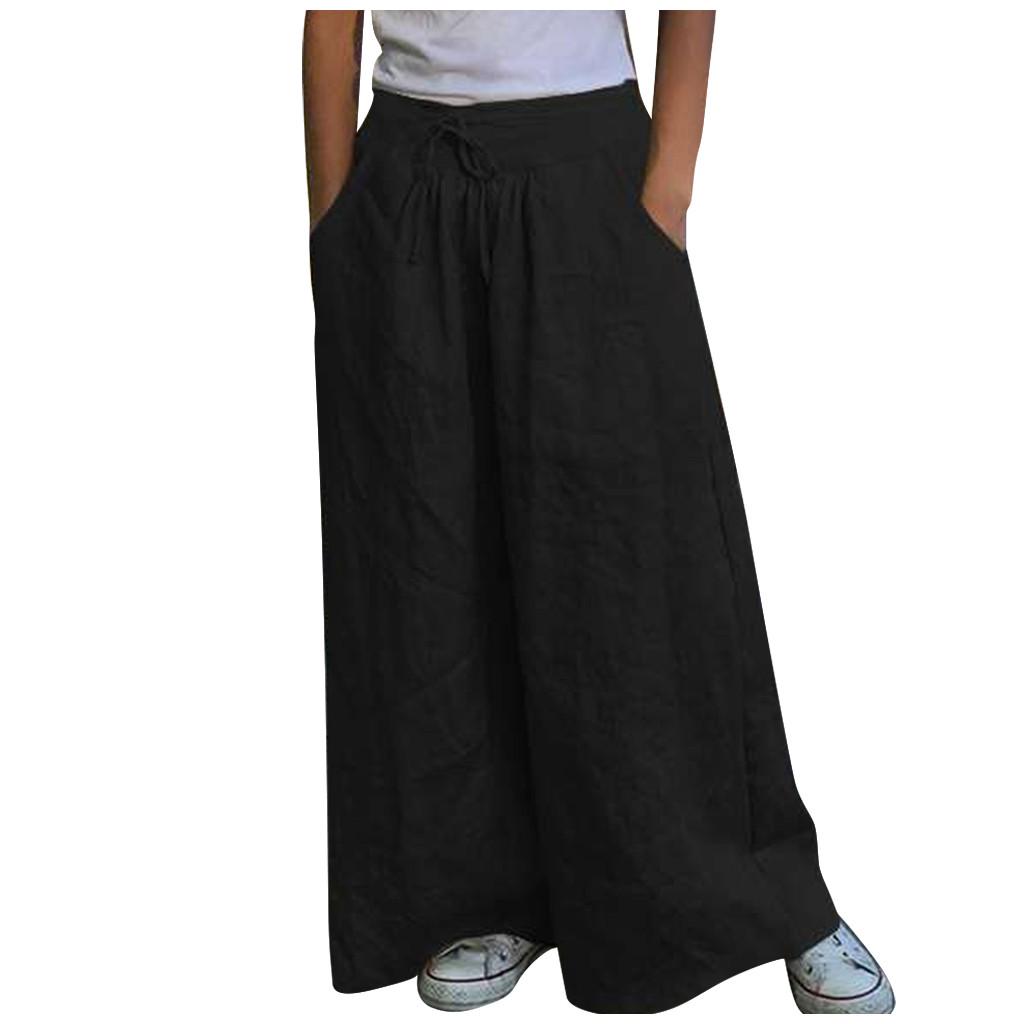 Women Casual Ankle-Length Pants Loose Hot Pants Cotton And Linen Long Trousers