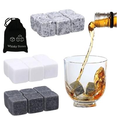 6 PEÇAS Pedras de Granito para Drinks Whiskey Pedras Naturais Resfriador de Vinho Cubo de Gelo para Beber Acessórios de Coquetel