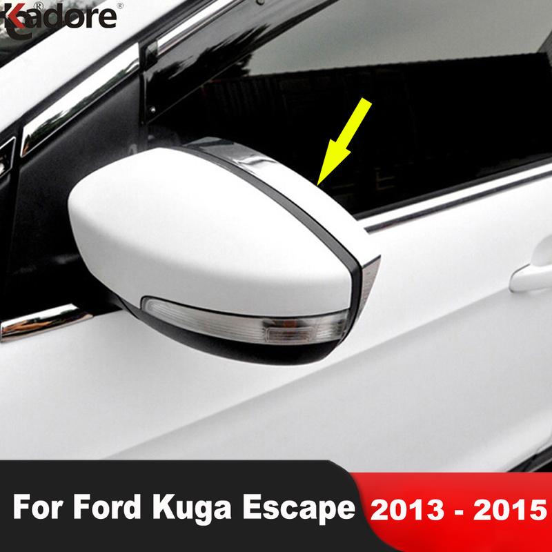 For Ford Kuga Escape 2013 2014 2015 Chrome Car Door Rearview Mirror Eyebrow Cover Trim Rain Shield Sun Visor Frame Accessories