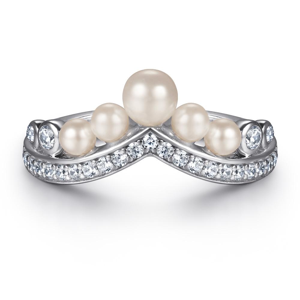 S925 Silver Ring Women's Pearl Fashion Elegant Set Ring Water Drop Shape Multi-Wear Diamond Ring