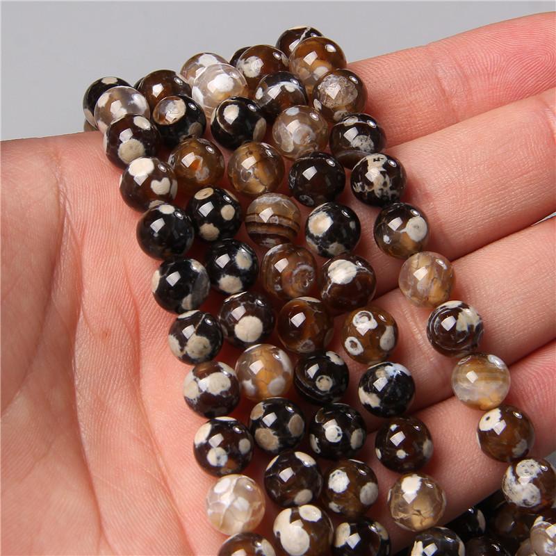 Natural Smooth Dragon Veins Agates Beads Loose Cracked Stone Beads for Jewelry Making DIY Bracelets Necklace 15'' 6 8 10mm