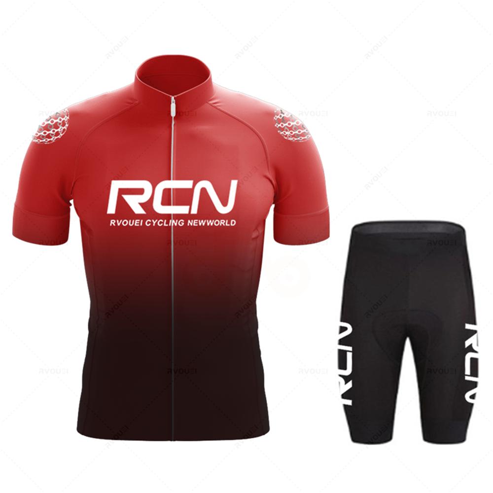 Rcn Summer Mens Short Sleeve Cycling Jersey Sets Skinsuit Maillot Ropa Ciclismo Bicycle Clothing Bike Shirts Bicycle Mtb Jersey