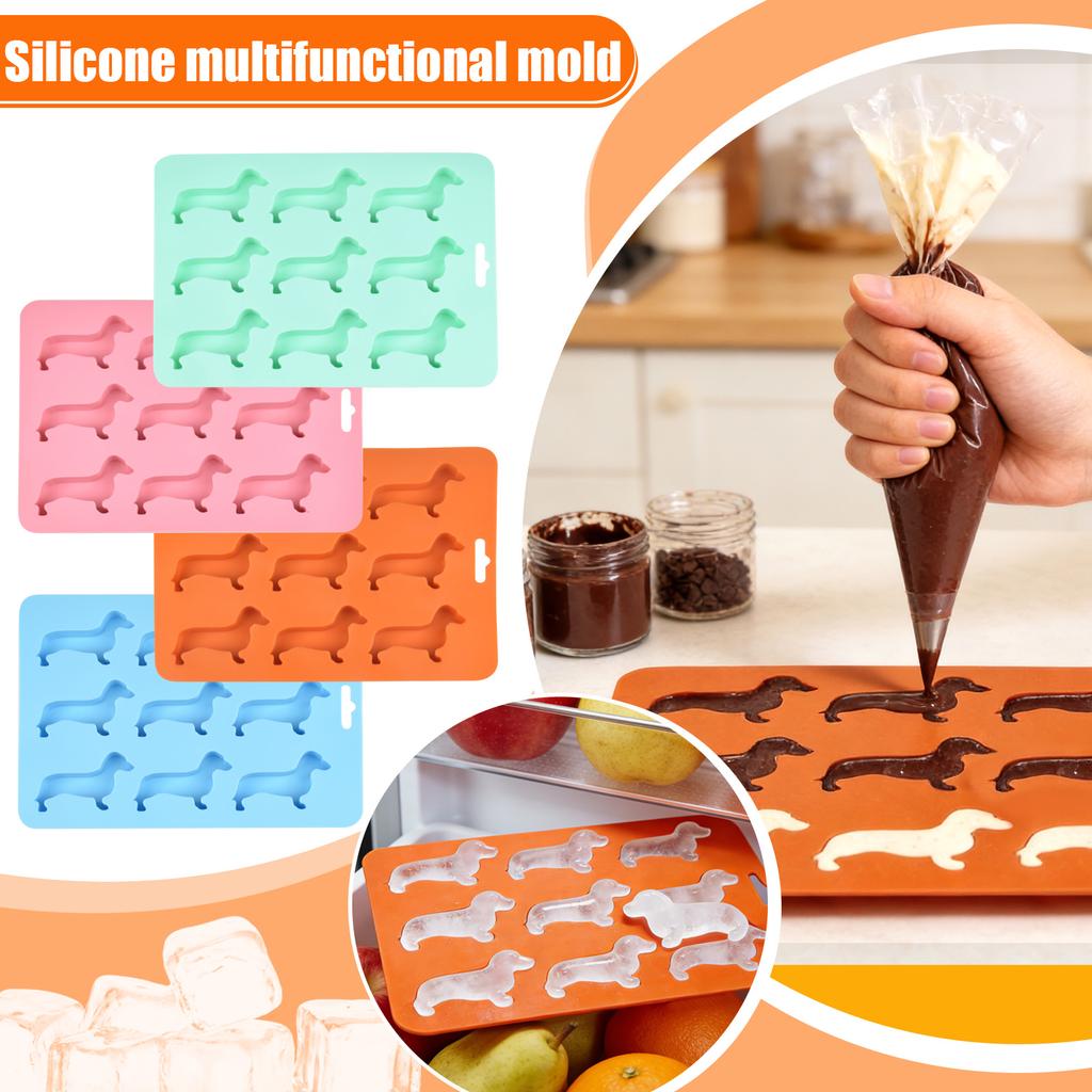 Cartoon Dog Shaped Ice Mold, 1 Count Creative Dachshund Design Silicone Ice Tray, Ice Molds, Ice Trays For Freezer, Multifunctional Chocolate Mold