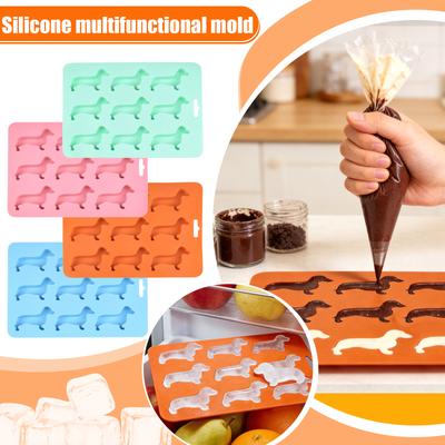 Cartoon Dog Shaped Ice Mold, 1 Count Creative Dachshund Design Silicone Ice Tray, Ice Molds, Ice Trays For Freezer, Multifunctional Chocolate Mold