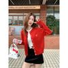 Dopamine knitted cardigan women's coat bow embroidered sweater spring and autumn loose lazy top