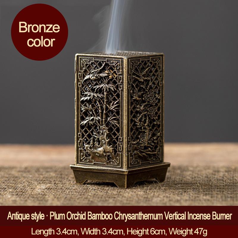 Square Vertical Incense Burner Alloy incense holder sahumerios holder Incense Cones Sandalwood Chinese Plum Inense Burners XX002