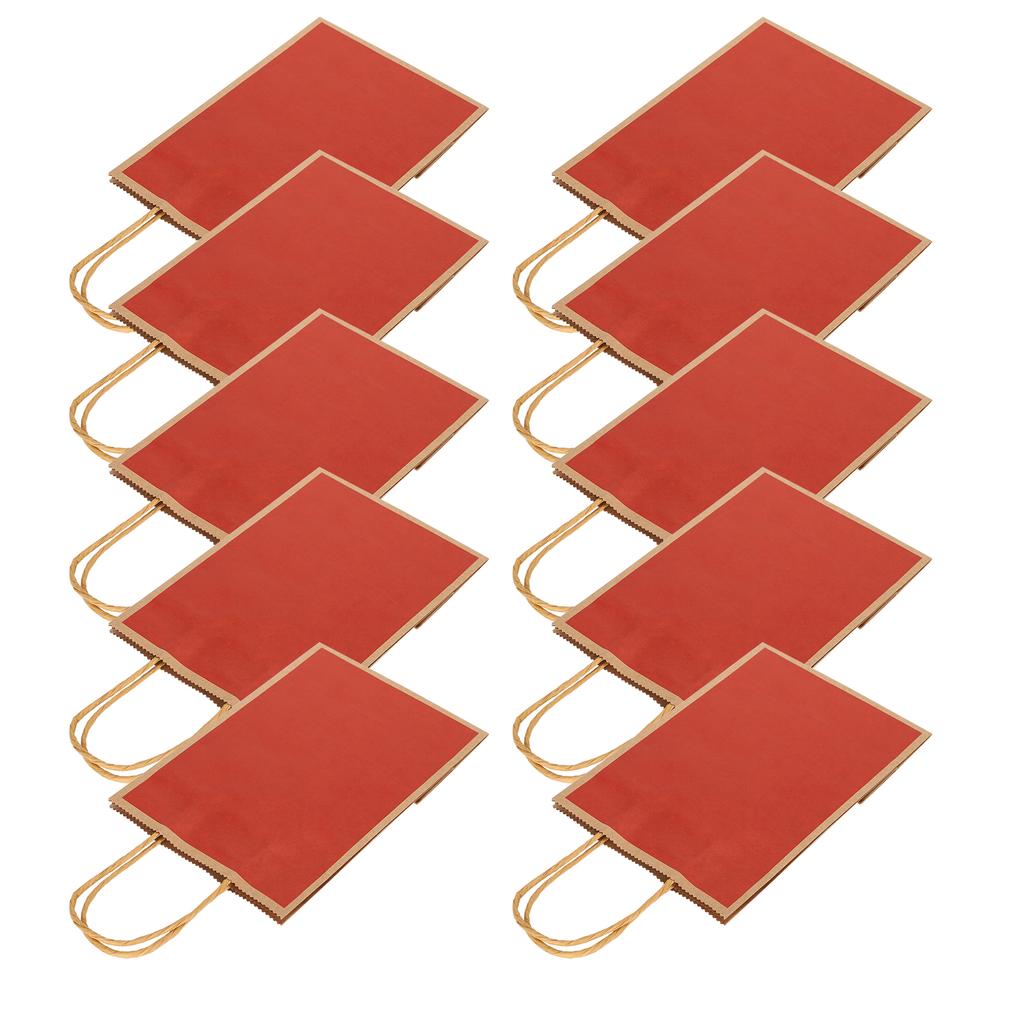 10Pcs Kraft Paper Bag Snacks Shopping Present Gift Bags With Handles for Wedding