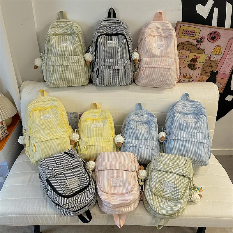 Gestreifter Rucksack Schülerrucksack Schultasche Pendler Rucksack mit großem Fassungsvermögen