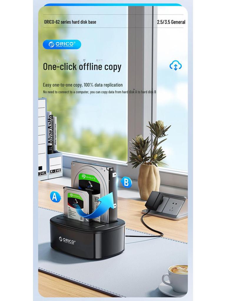 ORICO 6228US3 USB 3.0 External SATA Hard Drive Enclosure for 2.5/3.5-inch Disks