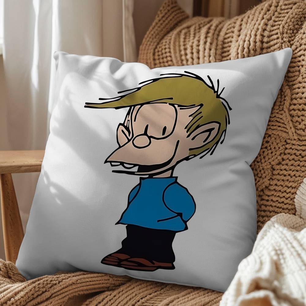 cartoon Manolito Art Mafalda Felipe Pillow Case Antidustmite Pillowcase Invisible zipper silky short plush Sofa cushion cover