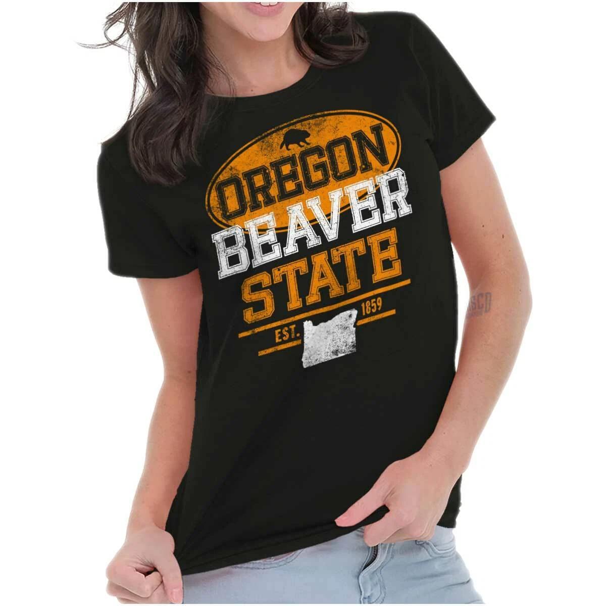 Oregon The Beaver State Souvenir Gift OR Womens Top Junior Graphic Tee XXL