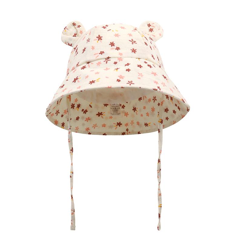 Baby Summer Hat 100% Cotton Adjustable Kids Bucket Hat Muslin Cartoon Children Panama Cap Infant Bonnet Toddler Hat 1-3Y