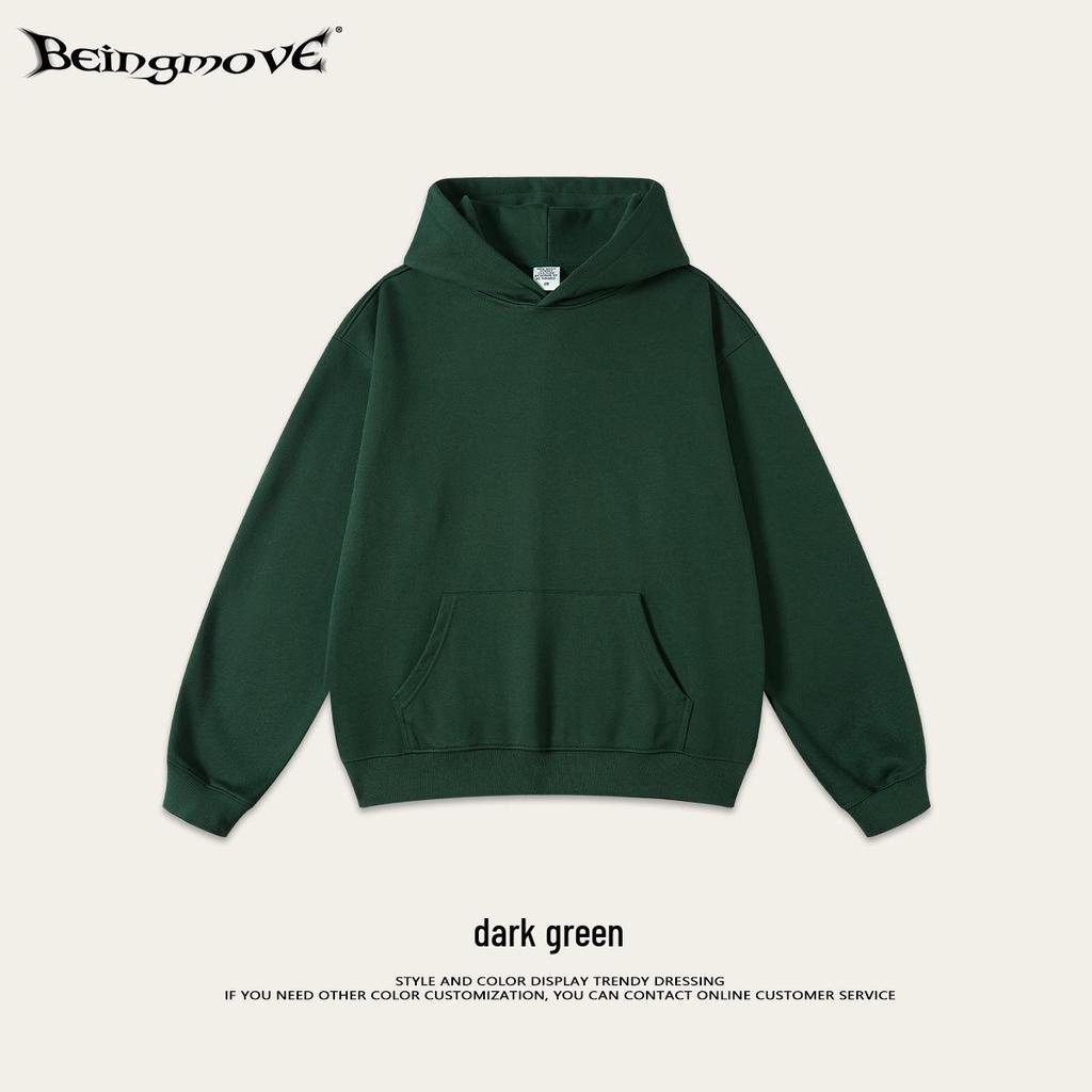2025 Autumn Men's Basic Heavyweight Terry Cloth Hoodie - Trendy American Brand, Solid Colors, Unisex Design.