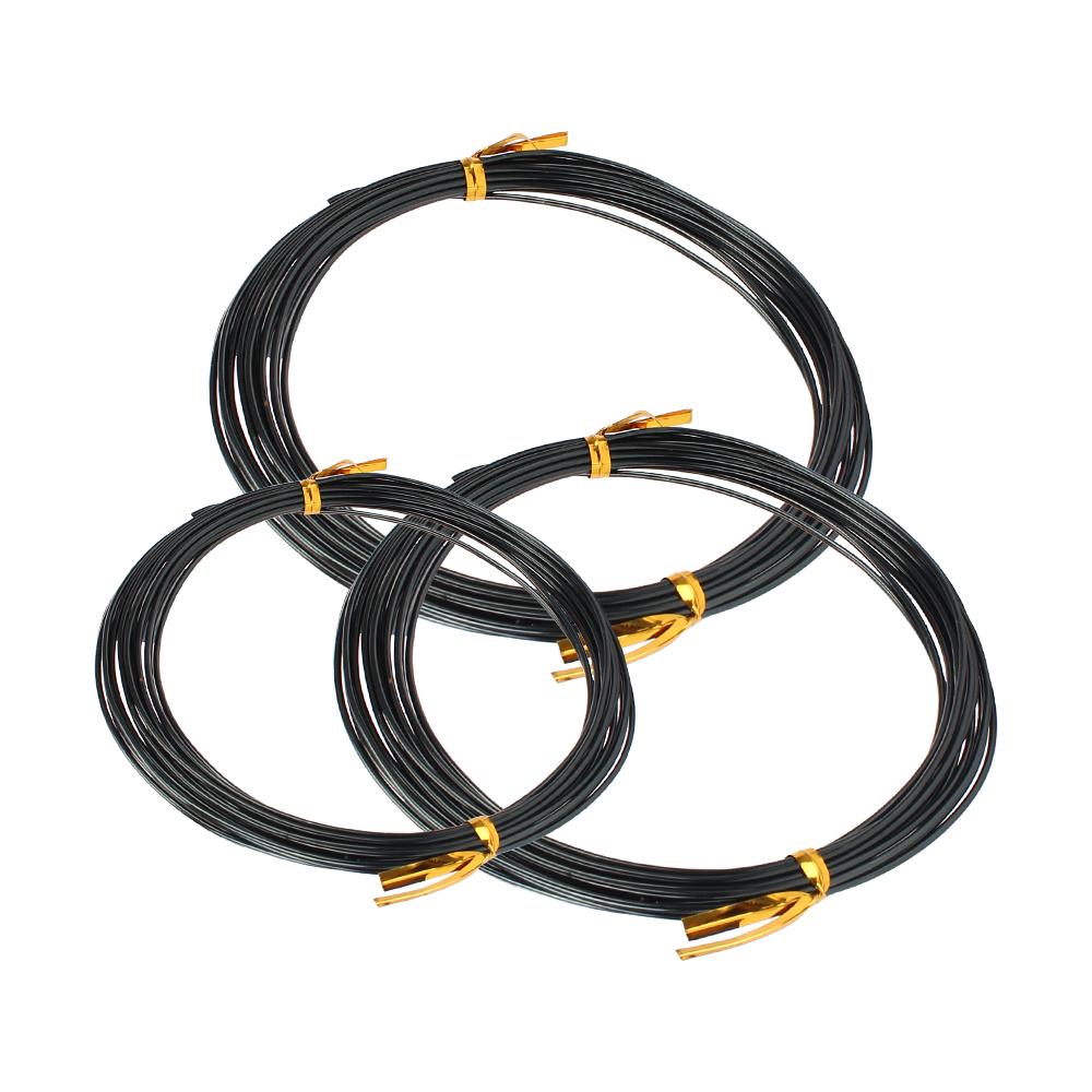 Anodized Aluminum Bonsai Training Wire With 3 Sizes(1.0 mm,1.5 mm,2.0 mm) Total 15m (Black) Decoration Wire Bonsai Wires 3 Rolls
