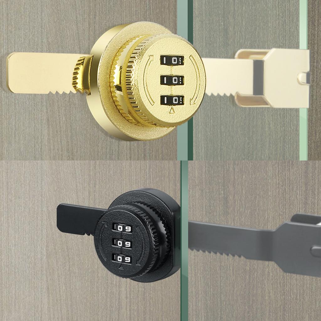 3Digit Combination Padlocks Password Lock Sliding Glass Door Lock Anti-theft Safety Slide Latches Lock Easy to Install