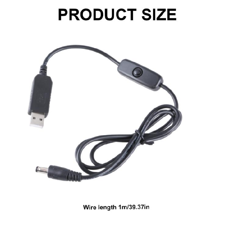 USB 5V to DC12V Adapter Converter Cable USB to DC5.5x2.1mm for Routers Small Fan WIFI Charging Bank Connector