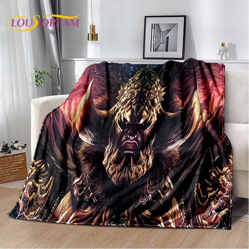 Elden Ring Jeu Joueur Couverture Peluche Douce Imprimée en 3D, Couverture Flanelle Couverture Jetée pour Salon Chambre à Coucher Lit Canapé Couverture Pique-nique