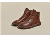 2025 Autumn Vintage Leather Women's Martin Boots with Dual Zippers - Korean Style, Flat Bottom Casual Shoes