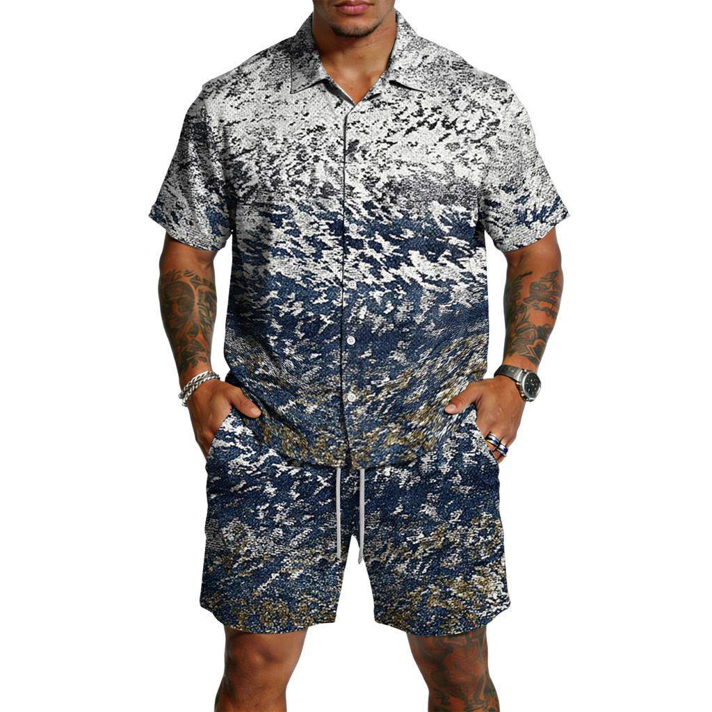 Men's Casual Lightweight Breathable Short-Sleeve Shirt And Shorts Set