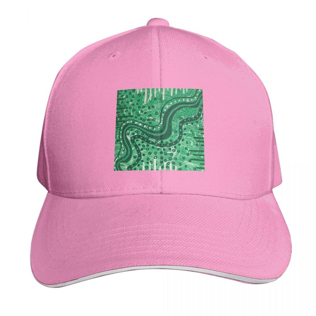 Bright Green Machine Abstract Painting Baseball Cap Cotton Twill Breathable Contrast Two Tone Brim Snapback Flat Bill
