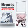 Magnetic Hinge Protector Clear Case For Samsung Galaxy Z Flip 7 FE 6 5 Flip6 Flip7 5G Floral Print Hard PC Folding Phone Cover