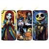 Portefeuille Long en Cuir PU Nightmare Before Christmas pour Femmes Portefeuille à Fermeture Éclair Jack Skellington Trousse de Maquillage 3 pièces
