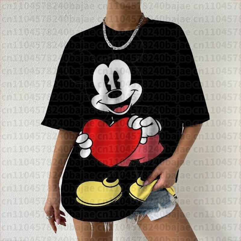 Summer  T Shirt Women  Mickey Mouse Print Female Clothes Top O-neck Ladies  Fashion Streetwear Hip-hop Shirt