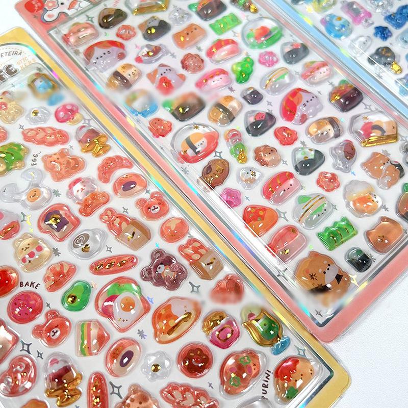 

1 Sheet Girl Cute Aesthetic Decals 3D Relief Stickers Diy Scrapbooking Creative Rabbit Drop Diary Stationery Sticker