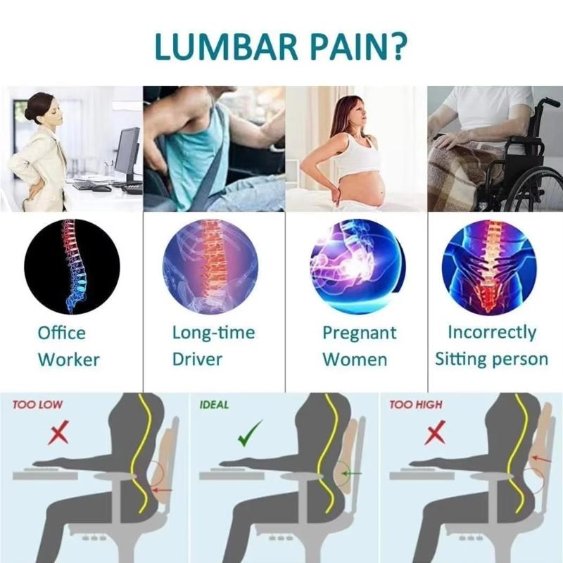 Pains Relief Seat Memory Lumbar Pillow Support Suitable for Car Models And Office Task Chairs