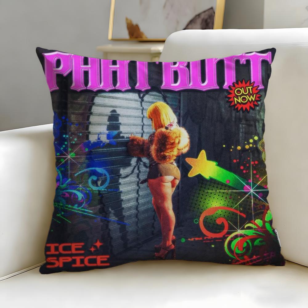 popular rapper Ice Spice Cushion Cover Soft EasyWash Pillow Case Versatile for Couch Bed Travel and Office