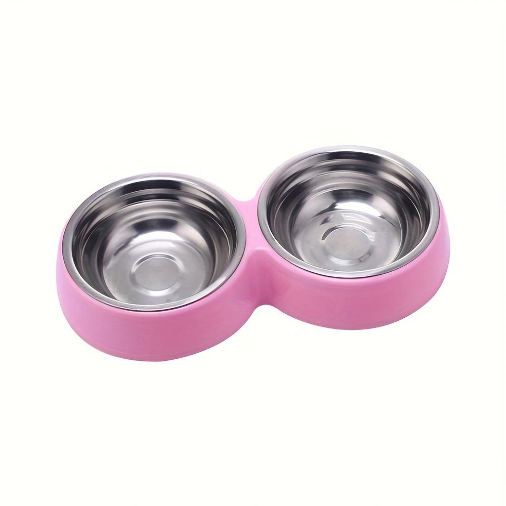 

2-in-1 Stainless Steel Double Pet Bowl Set-Non-Slip Stand,Durable,Space-Saving Design-Pet Feeding Supplies for Dogs and Cats розовый