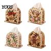 Decorative Tabletop Tissue Dispenser DIY Christmas Faux Pearl Art Painting Box Holder, 3D Rhinestone Beads Square Cover Gem Holder for Winter