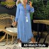 Rochii Casual Modă Toamnă Iarnă Guler Polo Mânecă Lungă Culoare Solidă Imprimeu