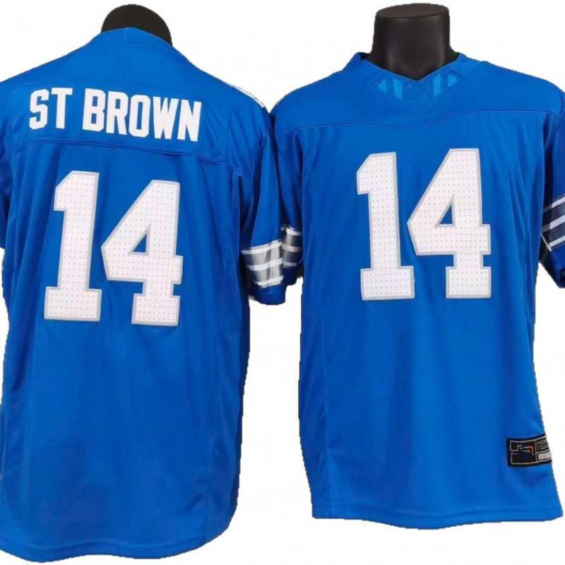 Mens 3rd Generation Detroit Lions 14 St. Brown Blue Football Jersey