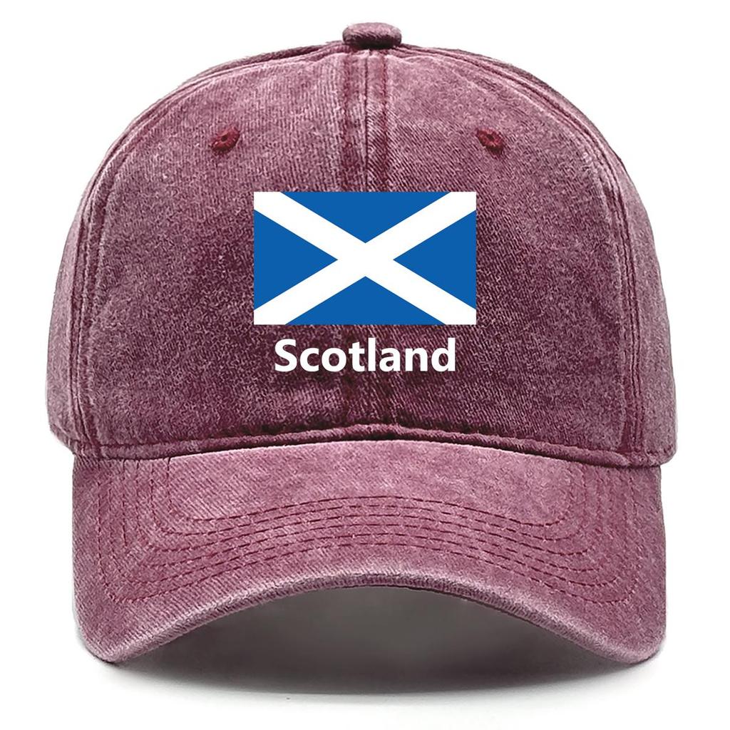 Flag of Scotland Print Adjustable Sun Hat, Patriotic Trucker Hat Non-Stretch Fabric Leisure Slouchy Unisex Snapback Baseball Hat
