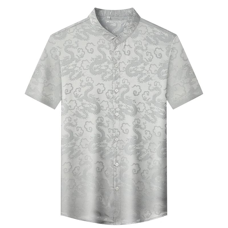 2026 New Summer Chinese Style Shirt Men Middle-Aged Hanfu Men's Stand Collar Slim Fit Short Sleeve Shirt Tang Suit Casual Tops