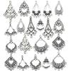 Bohemian Water Drop Heart Double Hole Ethnic Earrings Alloy Jewelry
