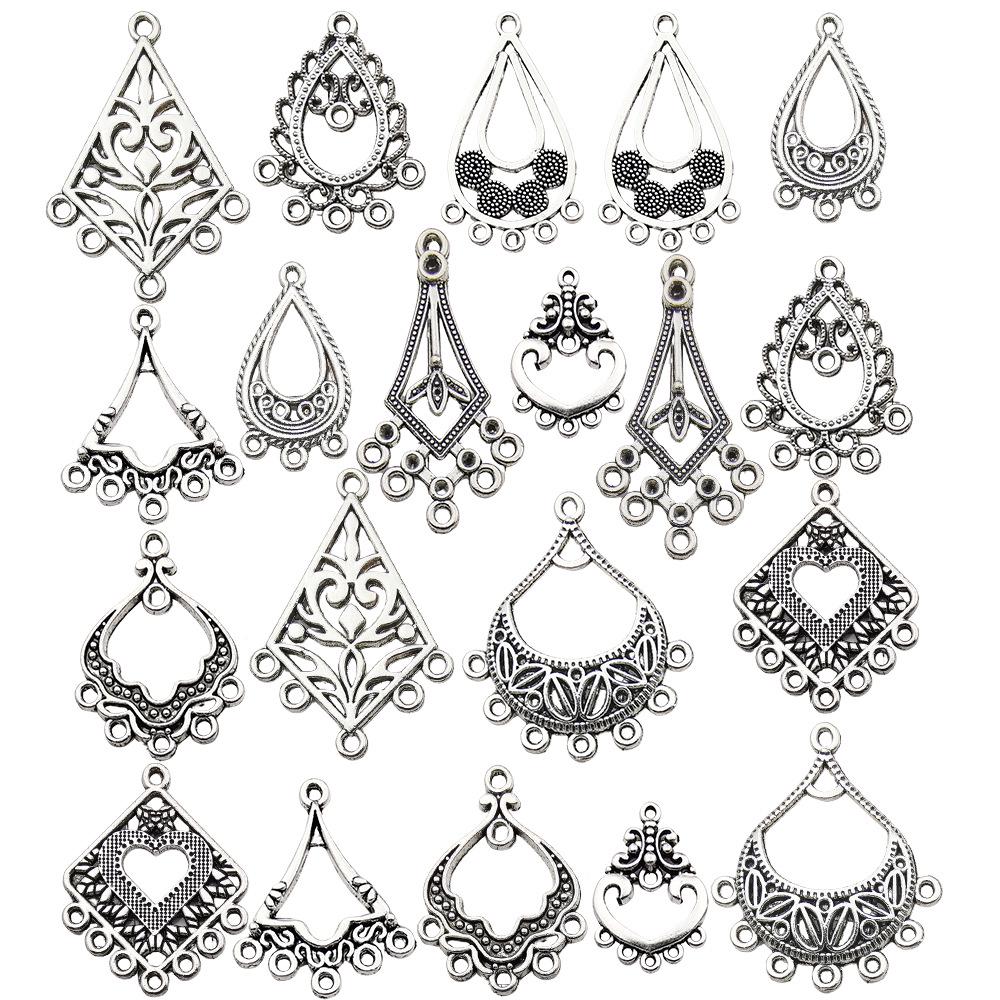 Bohemian Water Drop Heart Double Hole Ethnic Earrings Alloy Jewelry