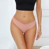 Women Seamless Thongs Breathable Quick Drying V-waisted No Show Panties Solid Color Stretch Ladies Ice Silk Brief Underwear Underpants