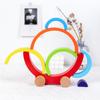Arch Bridge Rainbow Building Blocks Trailer Kids Montessori Educational Games Color and Shape Cognitive Wooden Toys for Children