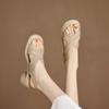 New Style of Women's Sandals with Medium Heels Thick Heels and Soft Soles
