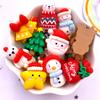 Resin Kawaii Colorful Santa Trees Elk Snowman Bells Star Flatback Cartoon Christma Figurine 10PCS Scrapbook DIY Decor Crafts