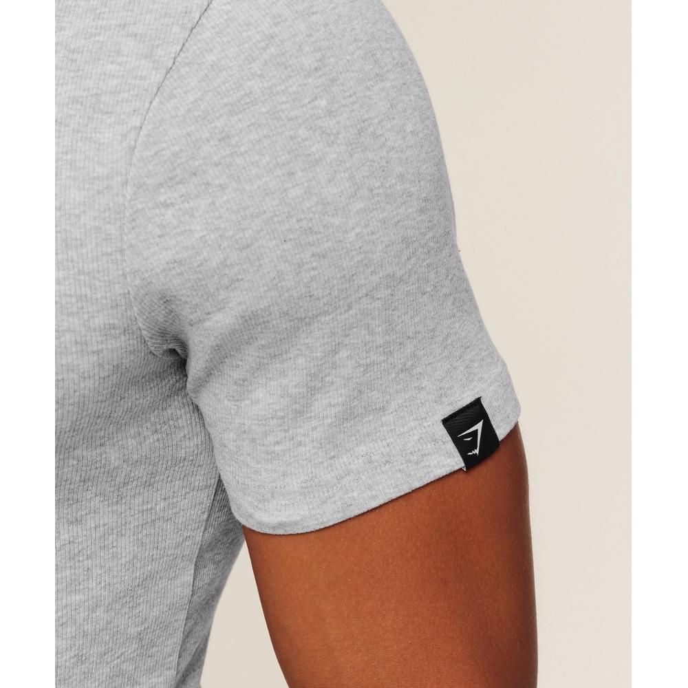 Gymshark Ribbed T shirT lighT Grey Core Marl a2b5T Gbcn