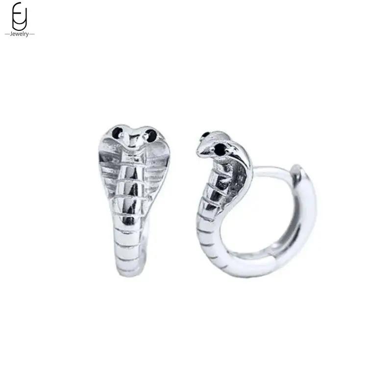 925 Silver Needle Vintage Snake Earrings Women Gold Round Ear Clips Punk Style Fashion Hoop Earrings Women Jewelry