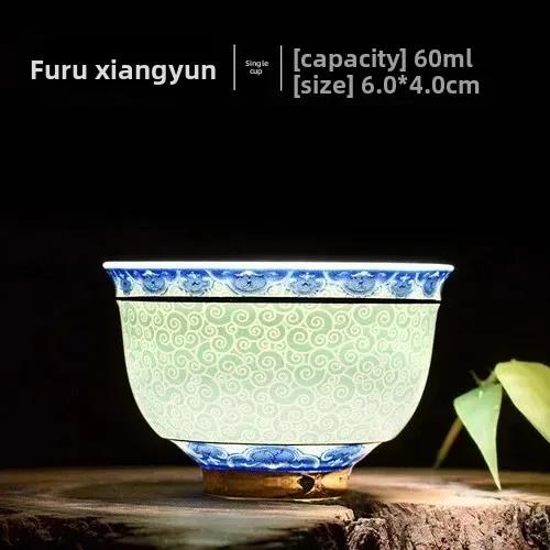 Retro Blau-Weiß Porzellan Teetasse Chinesisch Jingdezhen Kleine Teeschale Goldrand Keramik Teetasse Kaffeetasse Heimisches Trinkgeschirr