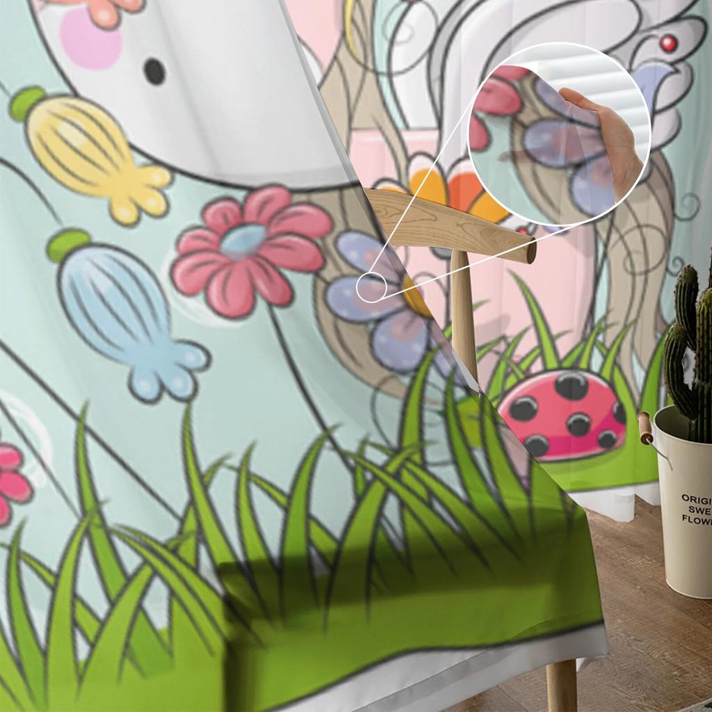 Cartoon Unicorn Butterfly Tulle Sheer Window Curtains For Living Room The Bedroom Modern Chiffon Voile Curtains Fabric Drapes
